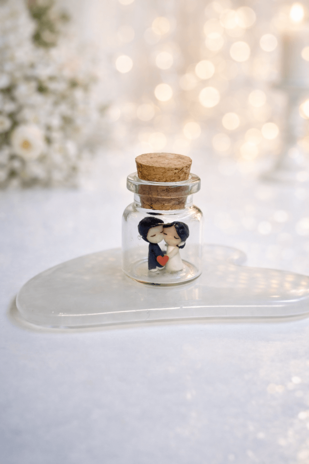 Personalizirane bočice s mini figuricama mladenaca – ručno rađene zahvalnice za vjenčanje - Image 10